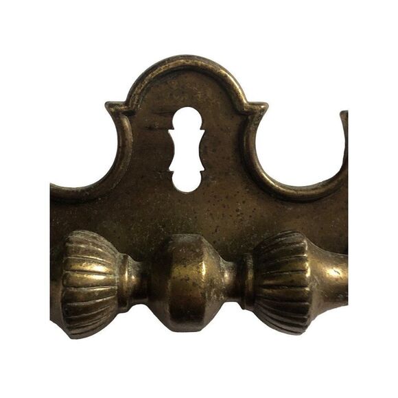 Chippendale Style Batwing Solid Brass Drop Handle Drawer Pull Hardware VTG - Picture 3 of 3